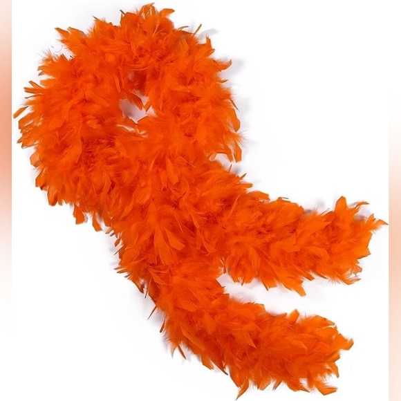 THARAHT Orange Chandelle Turkey Feather Boa 2 Yards 40g - Picture 3 of 5